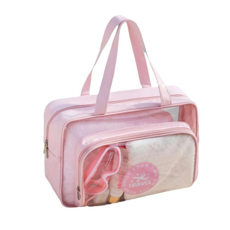 1PC/2Pcs Dry and Wet Separation Storage Bag Portable for Travel Makeup Toiletries Large Capacity Transparent Bag