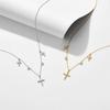 S925 Silber Multi-Kreuz-Halskette, Besetzter Zirkonia Schicht-Kruzifix-Choker, Minimalistischer Ins-Stil Glaubenshalskette für Frauen