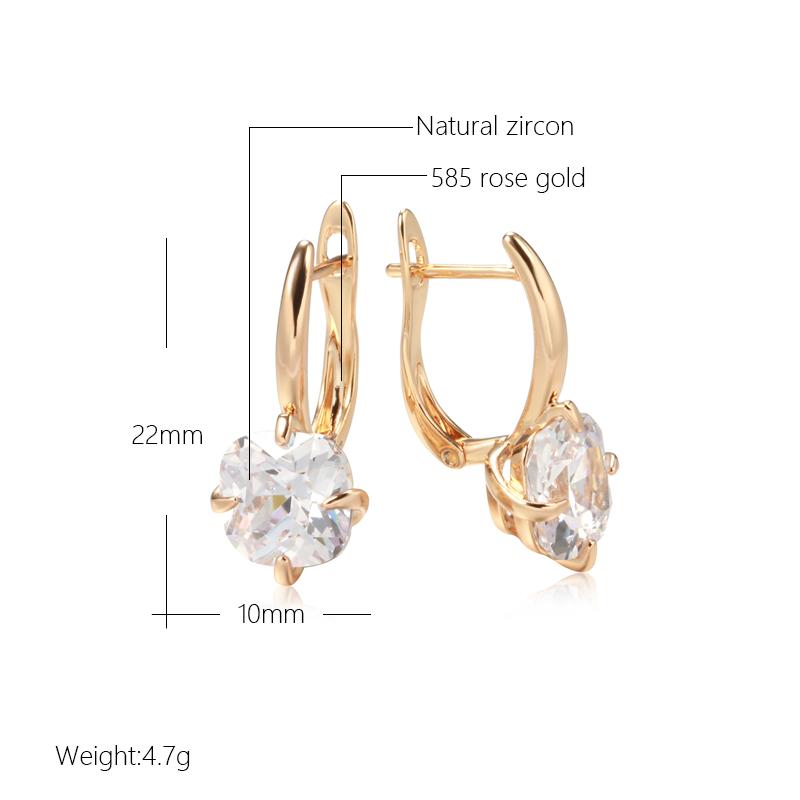 Kienl New Simple Square Natural Zircon Earring For Women  Rose Gold Color Vintage Big Drop Earring High Quality Daily Jewelry