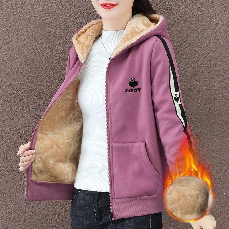 Casual Loose Short Fleece Jacket Women Autumn Long Sleeve Hooded Sweatshirt Streetwear Fashion Sports Hoodies
