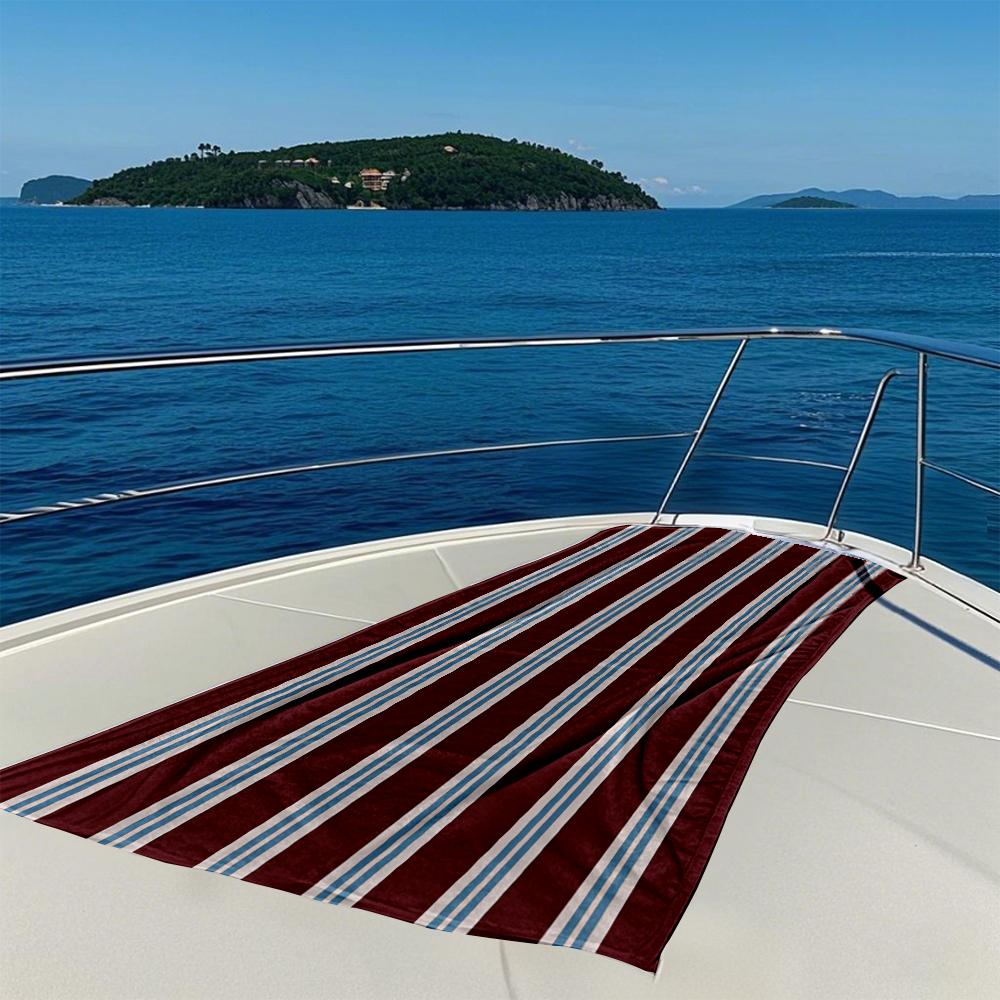 Asciugamano da Bagno a Strisce Bordo, Blu e Bianco Asciugatura Rapida - Asciugamano da Spiaggia in Microfibra - Leggero - per Nuoto, Campeggio, Yoga, Spiaggia, Uscite