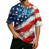 Men's Casual Waffle Knit Short Sleeve Shirt USA Letter Print Lightweight Breathable Summer Top with Button Front