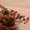 Retro Women Enamel Crystal Peacock Hair Stick Hairpin Chinese Style Handmade Hair Accessories