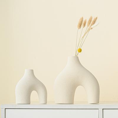 European Creative Plain-Fired Ceramic Vase High-End Living Room Desktop Flower Arrangement Decoration Light Luxury Ornament