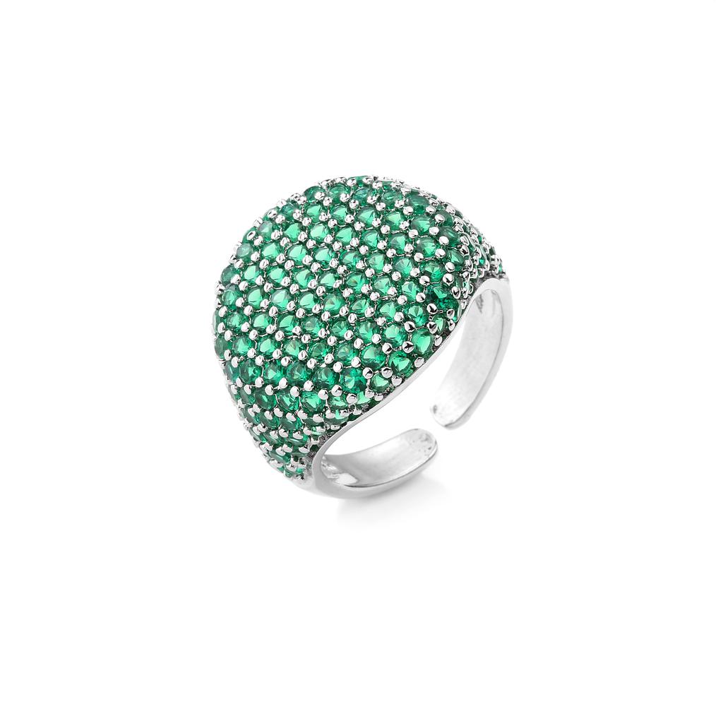 Round Geometry Big Ring for Women,Full Colorful Cubic Zircon Stone Finger Ring,Punk Statement Jewelry