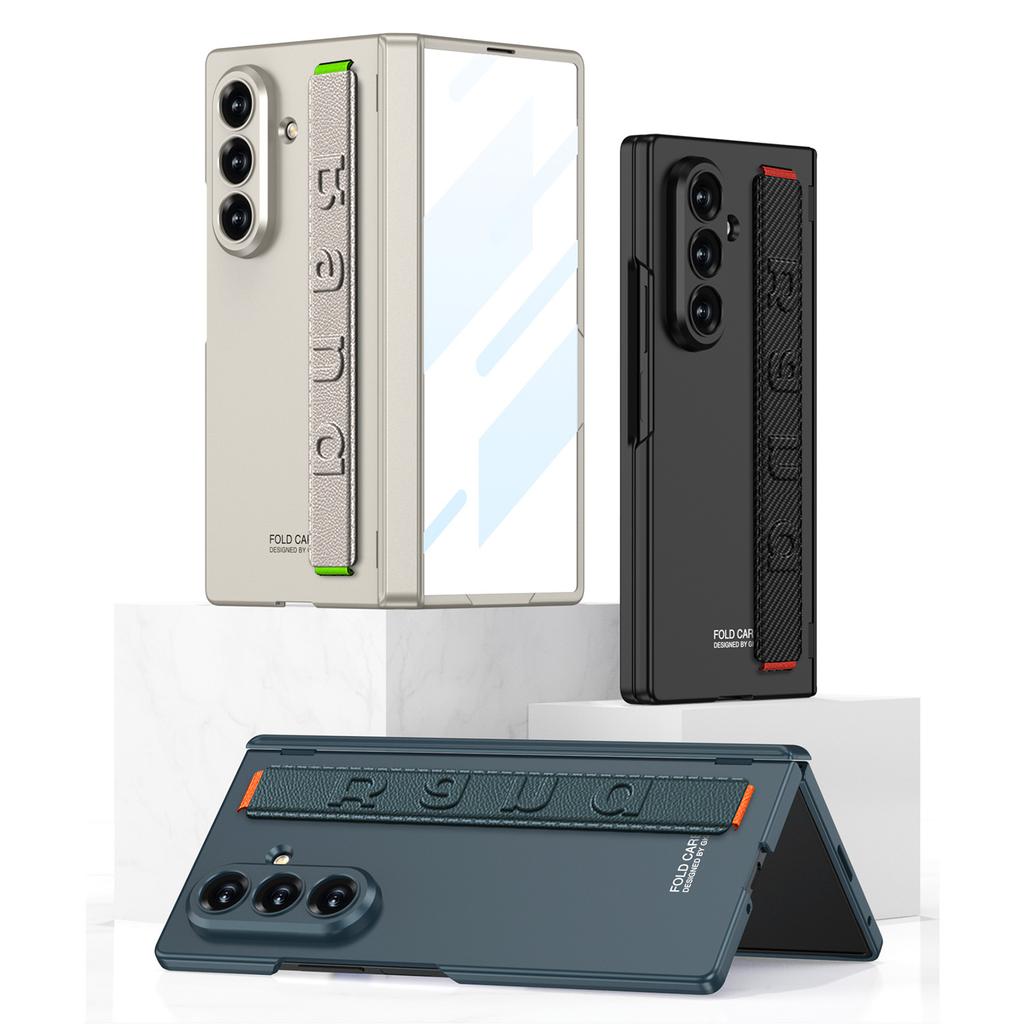 Samsung Z Fold7 Mobile Phone Case Elastic Wristband Simple Protective Case Rotating Shaft Shell Film Ultra Thin Frosted Hard