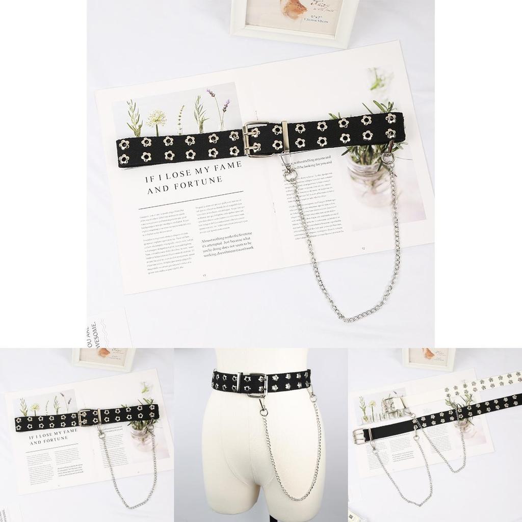 Canvas Chain Belt With Floral Cutouts For Men And Women