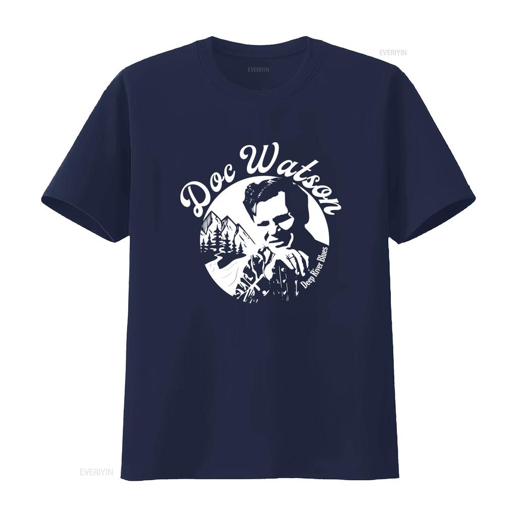 Doc Watson Deep River Blues T Shirt Vintage Style Mountain Landscape Music Tribute vintage Washed Slightly fashion homme