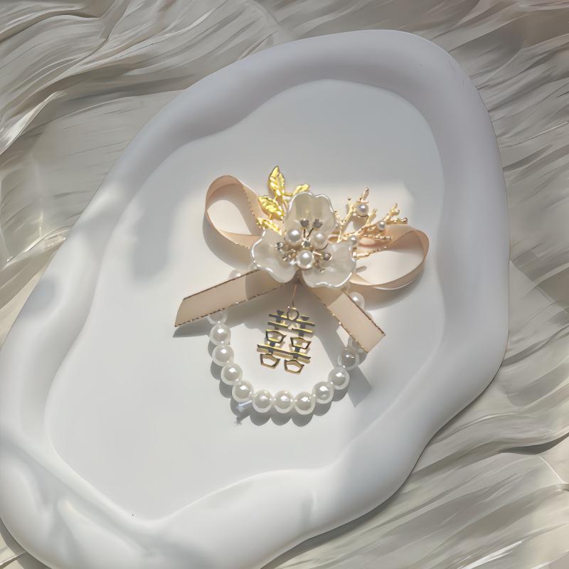 Bridesmaid Pink Rose Corsage Bracelet - Wedding Flower Accessory