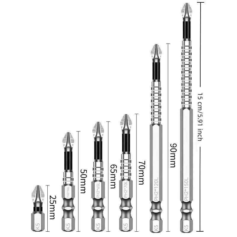 K5 Strong Magnetic Screwdriver High Hardness Bits Set Anti-Slip S2 Standard Non-Slip Cross Head Electric Screwdriver Set