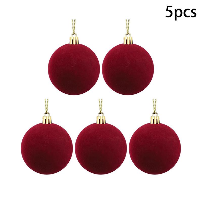 5/10Pcs Velvet Christmas Ball Ornaments Red White Xmas Tree Hanging Pendants Diy Home Party Christmas Decoration Year Gifts