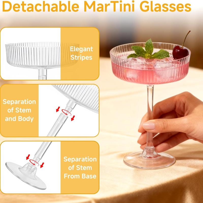 10Pcs Lightweight Transparent Plastic Martini Glasses Dessert Cups Toasting Flutes for Wedding Cocktail Night Event