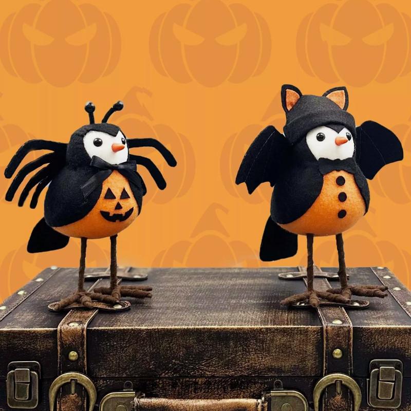 Décorations d'Halloween Douces et Veloutées Araignée Chauve-Souris et Oiseau en Peluche Pour des Expositions Festives