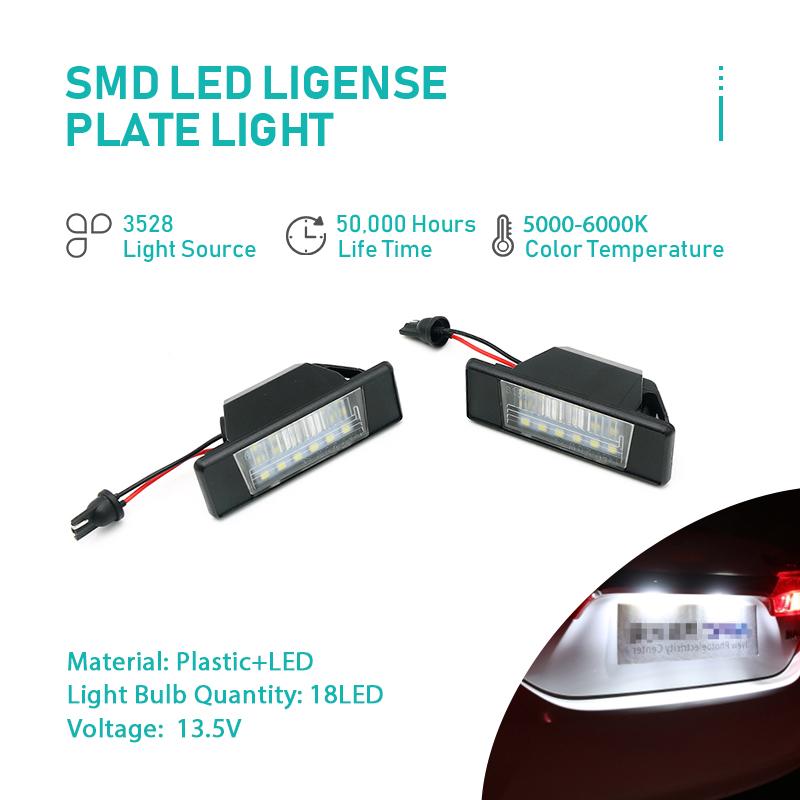 

2Pcs Car Light For Nissan Qashqai X-Trail Juke Primera 18 Leds 12V 6000K Number License Plate Lights Plastic