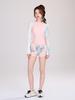 Hao Zhi Lang Women's Pink Long-Sleeve Swimsuit with Boy Shorts - Nylon Swimwear for Pools