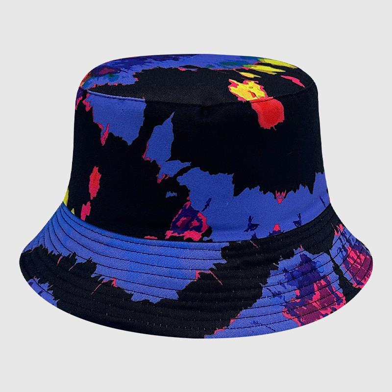 Neutral Summer Tie Dye Printed Fisherman Hat Outdoor Breathable Hat Sunshade