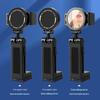 Portable Foldable Adjustable Phone Holder with Rotatable Clip and Beauty Mirror for Travel