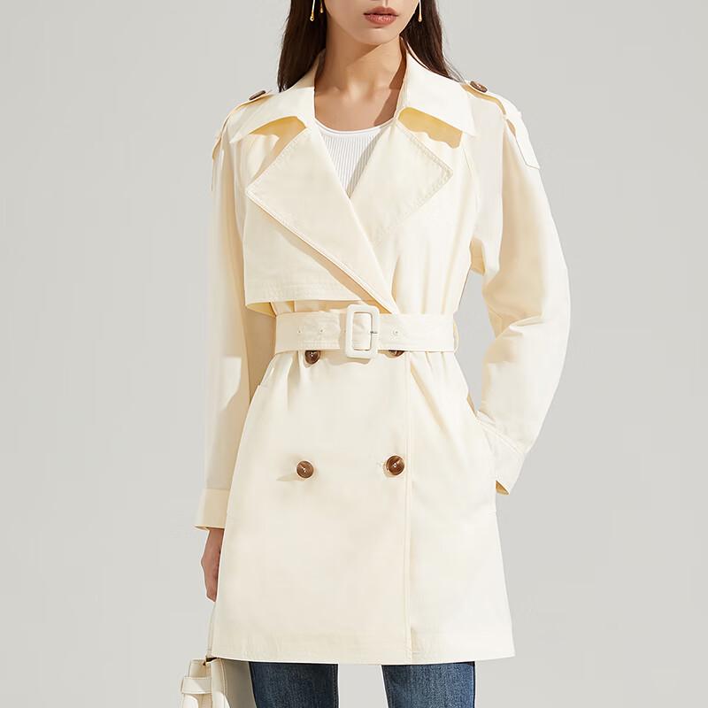 Shetu Women's Casual Waist-Cinching Trench Coat