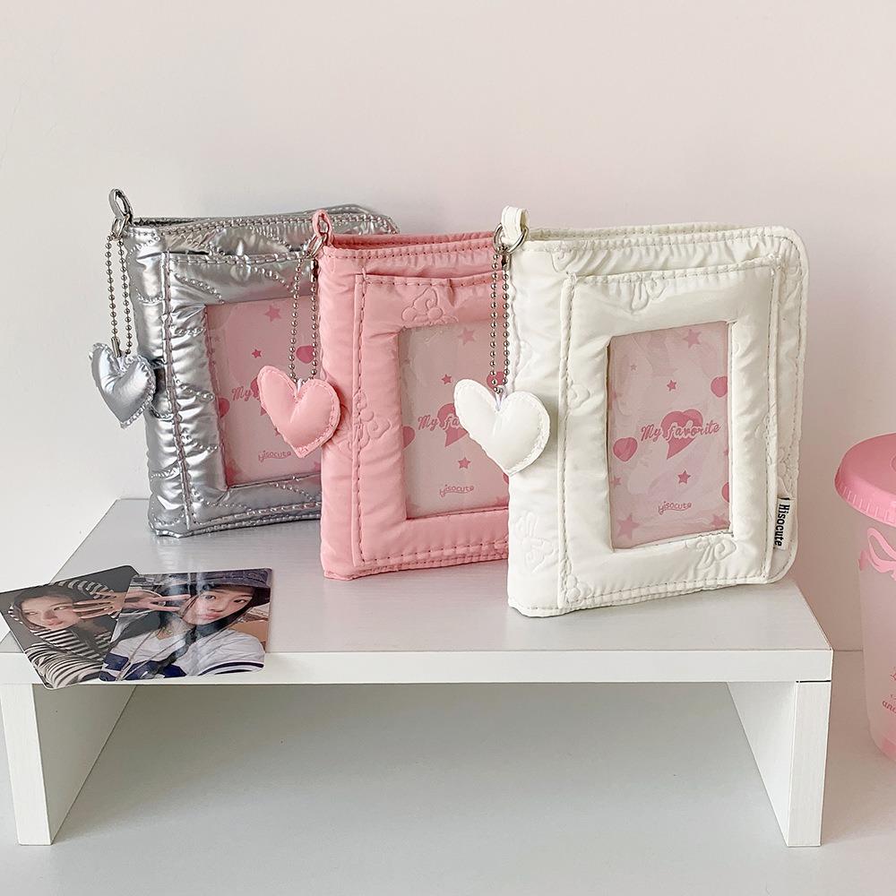 Hanging Decoration Photo Photocard Frame With Heart Keychain Card Protective Case  Girls Gift