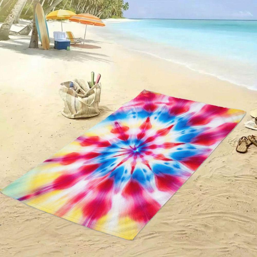 Colorful Tie Dye Beach Towel Oversized Soft Quick Dry Sand Free Lightweight Microfiber Bath Towel For Pool Travel Summer