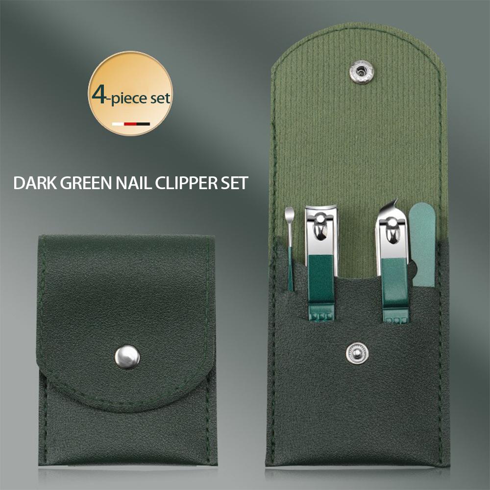 Dark Green Stainless Steel Manicure Nail Clippers Set with Dead Skin Clippers Nail Tools