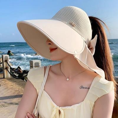 Sonnenschutzhut Damen Sommerkrempe Radfahren kann nicht wegwehen Hut UV-Schutz Sonnenhut Schal Nackenschutz Sonnenhut