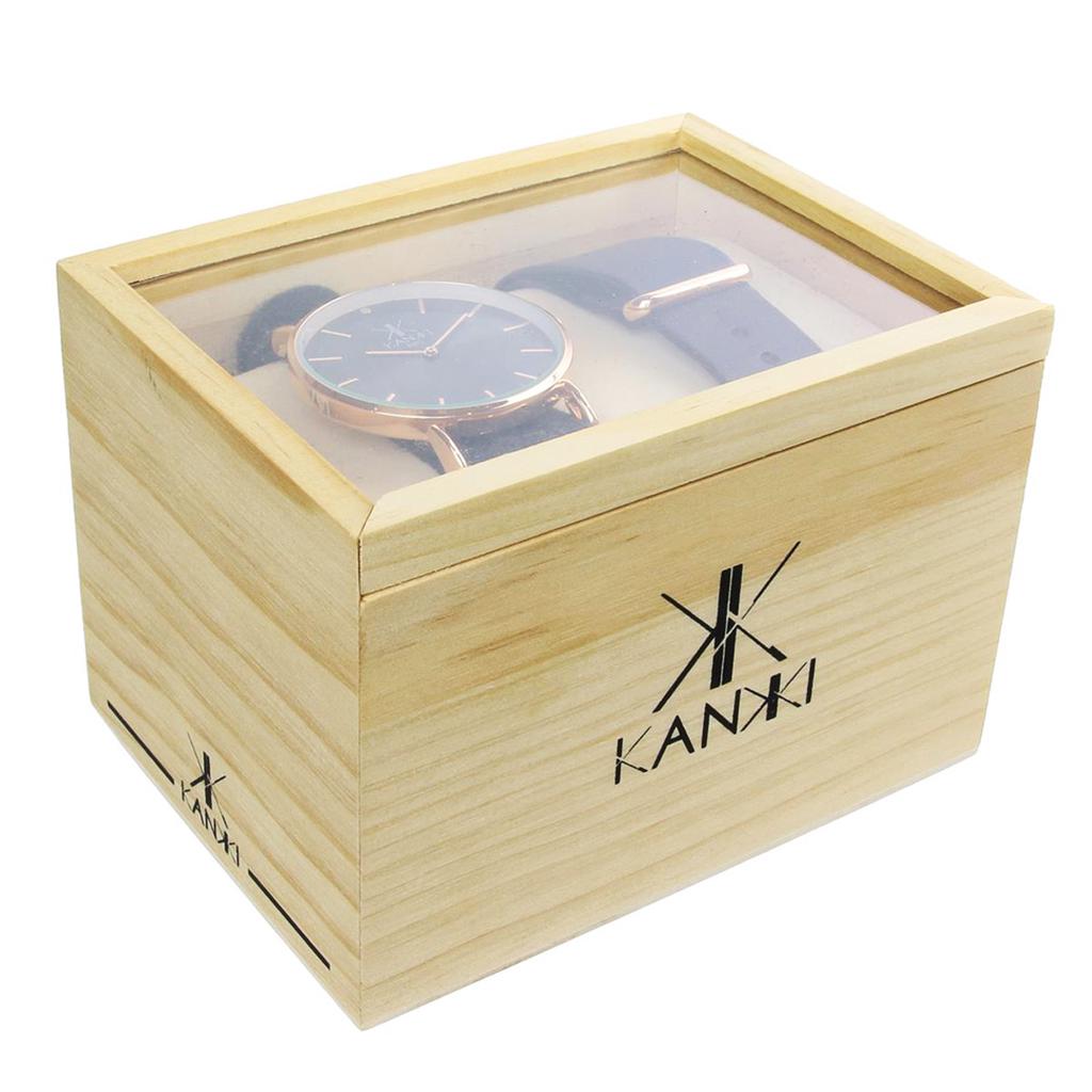 Les Trésors De Lily [Q4417] - 'Cameleon' Black Rose Gold Watch Box (2 Bracelets)