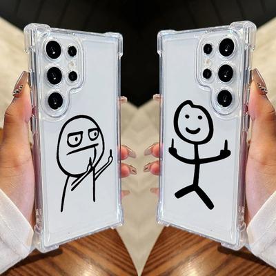 Stickman Cool Middle Finger Cute Man Phone Case For Samsung Galaxy S25 FE S24 S23 S22 S21 Ultra S20 Plus Note 20 10 S25FE Cover