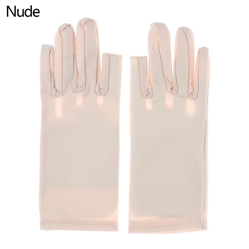 Short Stretch Thin Spandex Gloves Summer Mittens Two Finger Touch screen Driving Gloves