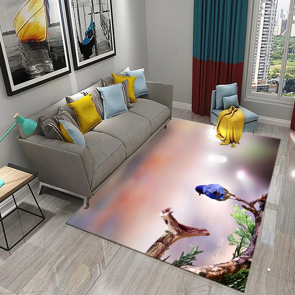 3D Colorful Bird Carpet Cute Birds with Flowers Doormat Rugs for Bedroom Living Room Floor Hallway Mats Bathroom Non-slip Mats