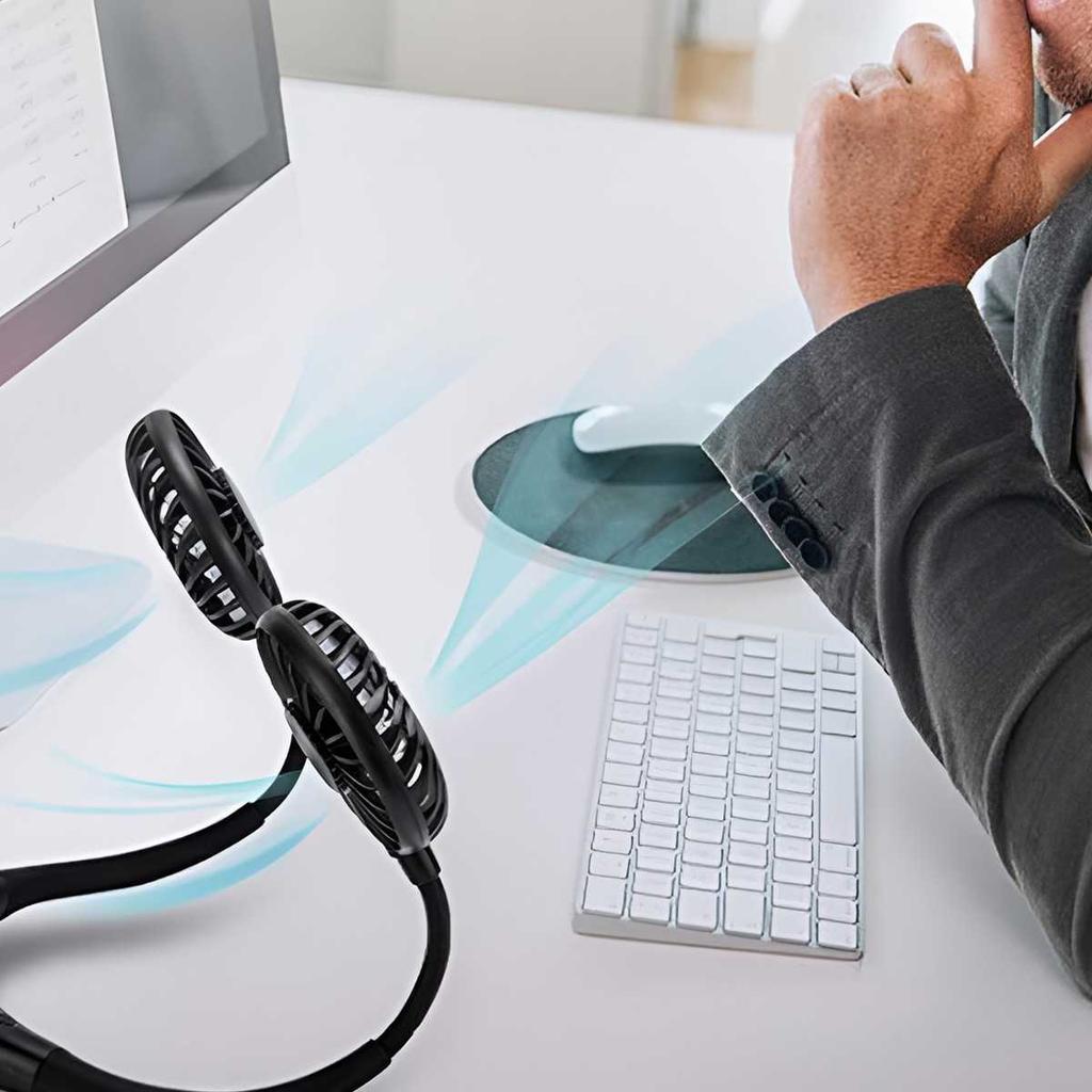 Neck Fan Rechargeable 1200mAh 3 Speeds Hands Free Wearable Fan Portable Personal Cooling Fan for Travel Outdoor Hot Sale