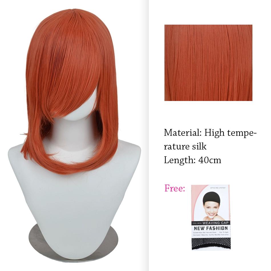 40cm Anime Synthetic White Purple Cosplay Wigs Short Green Hair Straight Silver Wig Pink Hairpiece Short Wig with Bangs