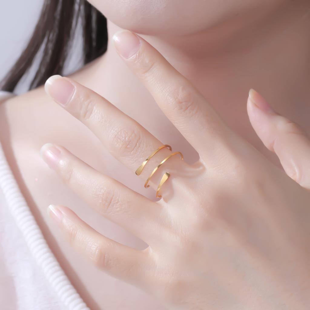 Adjustable Multi-layers Women's Ring Stainless Steel Geometric Open Finger Rings Trend 2026 Jewelry Party Birthday Gifts New