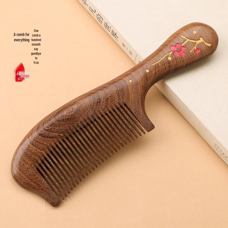 Black Gold Sandalwood Comb with Free Engraving - Hand-Painted Wooden Comb In High-End Gift Box, Perfect for Nurse's Day