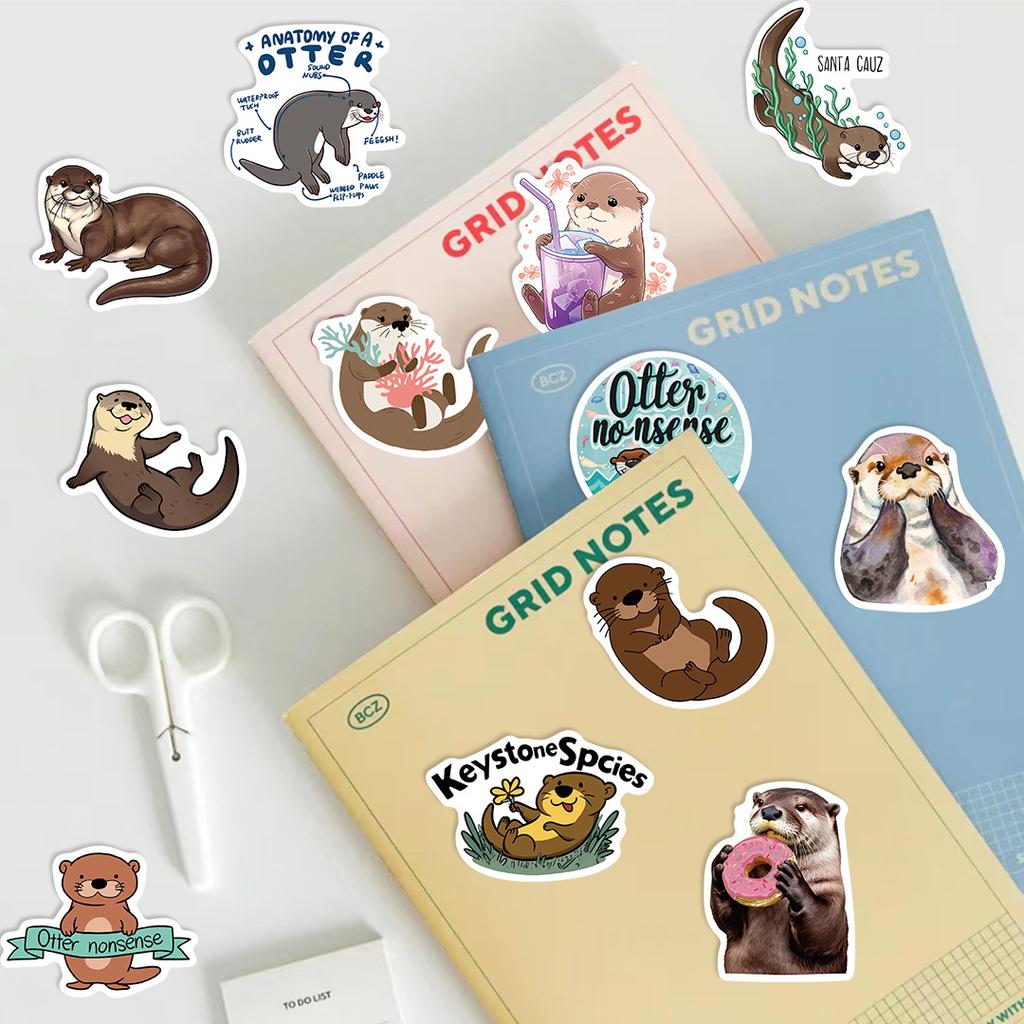 50 Cartoon New Otter Otter Doodle Stickers Decorate Guitar Notebook Suitcase DIY Waterproof