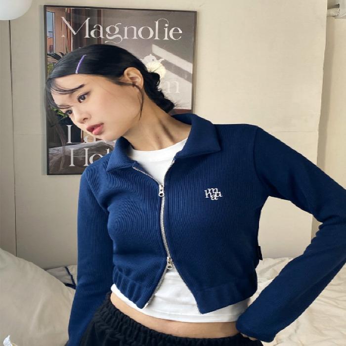 Muahmuah Slim Fit Knit Zip Up Cardigan 4 Colors