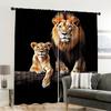 2pcs, 2D flat printing Curtains Lion And Lioness Log Print Versatile Polyester Fabric,Without Electricity Birthday Party Applies