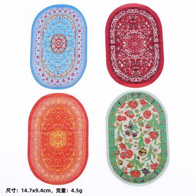 Doll House Mini Floor Decoration Carpet Small Cloth Miniature Living Room Scene Oval Woven Floor Mat