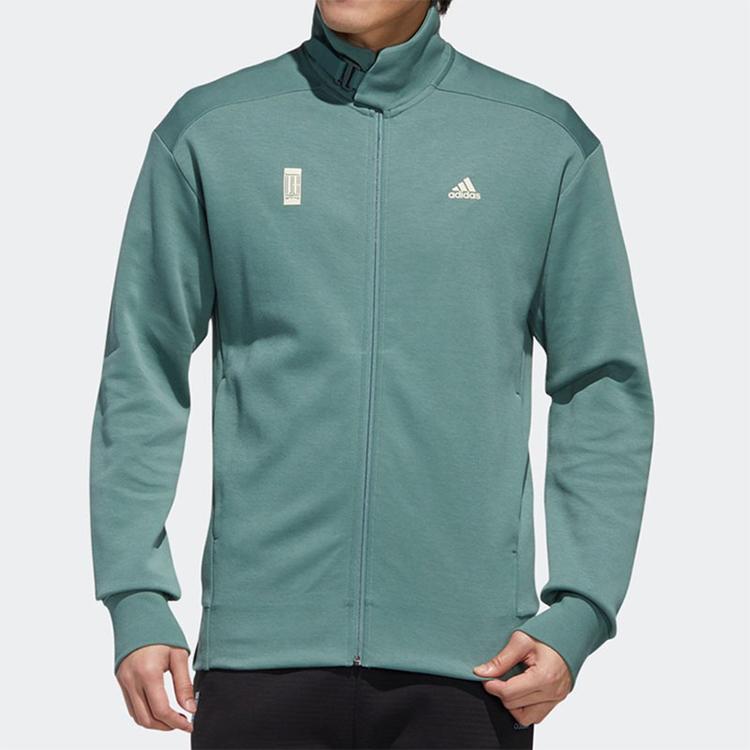 Adidas Classic Track Jacket with Full Zip and Stand Collar Men Outerwear Emerald GM4458