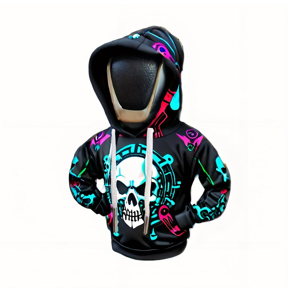 Creative Skull Car Gear Lever Hooded Clothes Car Gear Lever Cover Small Hoodie Car Interior Gear Shift Cover