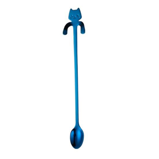 304 Stainless Steel Coffee Spoon, Hanging Cat Spoon for Mugs Tall Cups, Long Handle Tea Stirring Spoon, Ideal for Desserts & Ice Cream Lovers