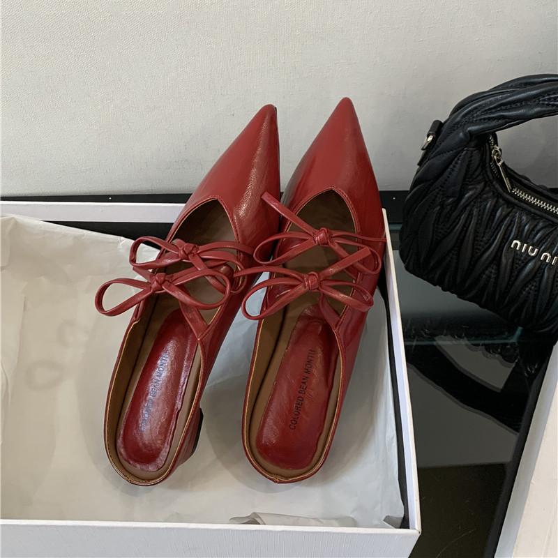 

Bailamos Autumn Women Flat Shoes Fashion Point Toe Slip On Mules Shoes Soft Flat Heel Outdoor Casual Dress Sandal Shoes 35