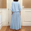 Two Piece Sets For Women Casual 3/4 Sleeve Shirts And High Waisted Drawstring Skirt Fall Outfits