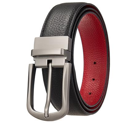 Cintura Perforata Fashion Commuter, Cintura da Uomo con Fibbia ad Ardiglione in Pelle Bovina di Primo Strato Ly35-25942-5