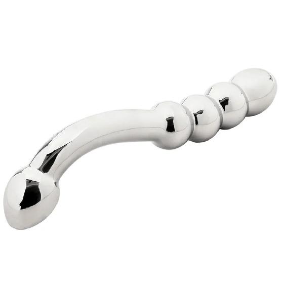 Stainless Steel Double Fake Dildo G Spot Anal Beads Butt Plug Metal Heavy Dildo Anal Plug Vaginal Female Sex Toy Women