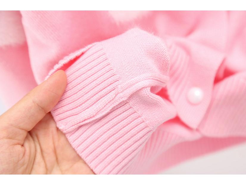 Children's Mink-Heart Jacquard Cardigan - Spring/Autumn Core-Spun Yarn Sweater for Girls