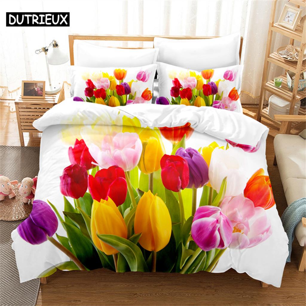 

Комплект постельного белья Tulip Scenery Queen, пододеяльник, детский комплект постельного белья, комплект постельного белья King Size, комплект постельного белья EU single(135x200cm)&set