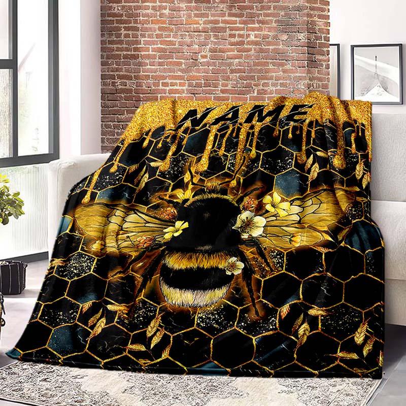 The Moon And The Bee Customize Your Name Blanket Used For Chair Office Sofa Bed Camping Soft And Warm Giving Friends And Relatives Birthday Graduation
