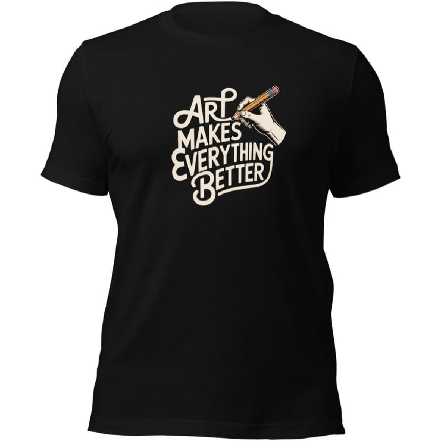 Искусство делает все лучше Футболка с рисунком _ Одежда для художников _ Креативная графическая футболка _ Подарок для любителей скетчинга S
