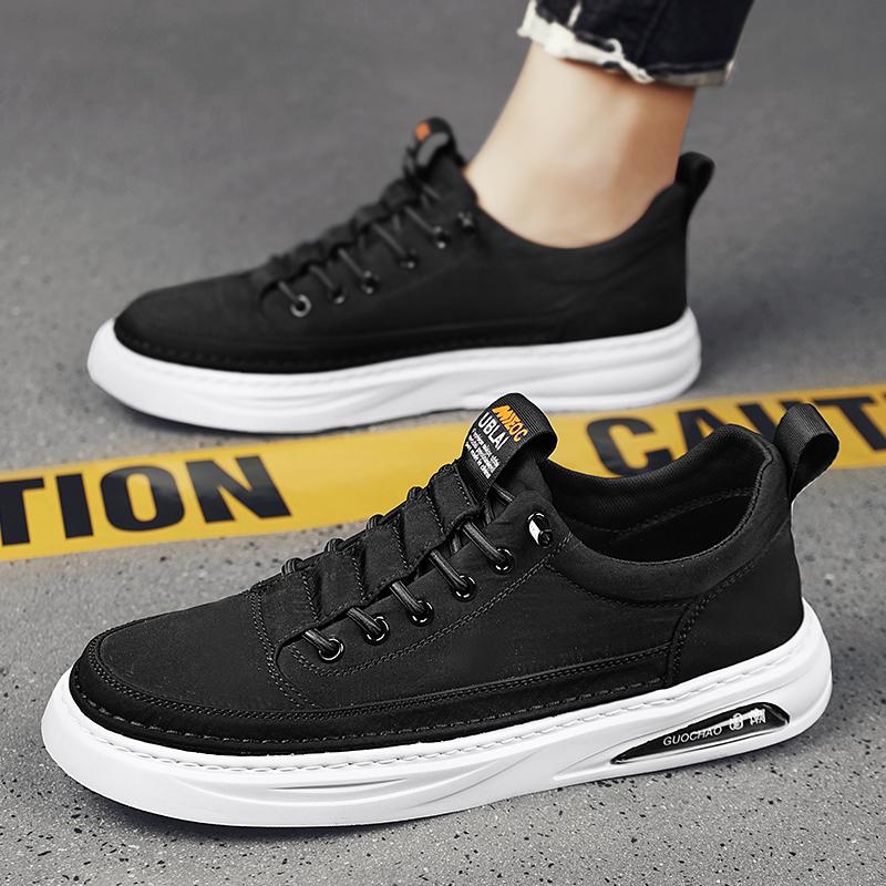 FashionLace-Up Leather Fashion Men Driving Shoes 2024 New Arrival Breathable Mens Sneakers All-match Non-Slip Men's Vulcanize Shoes
